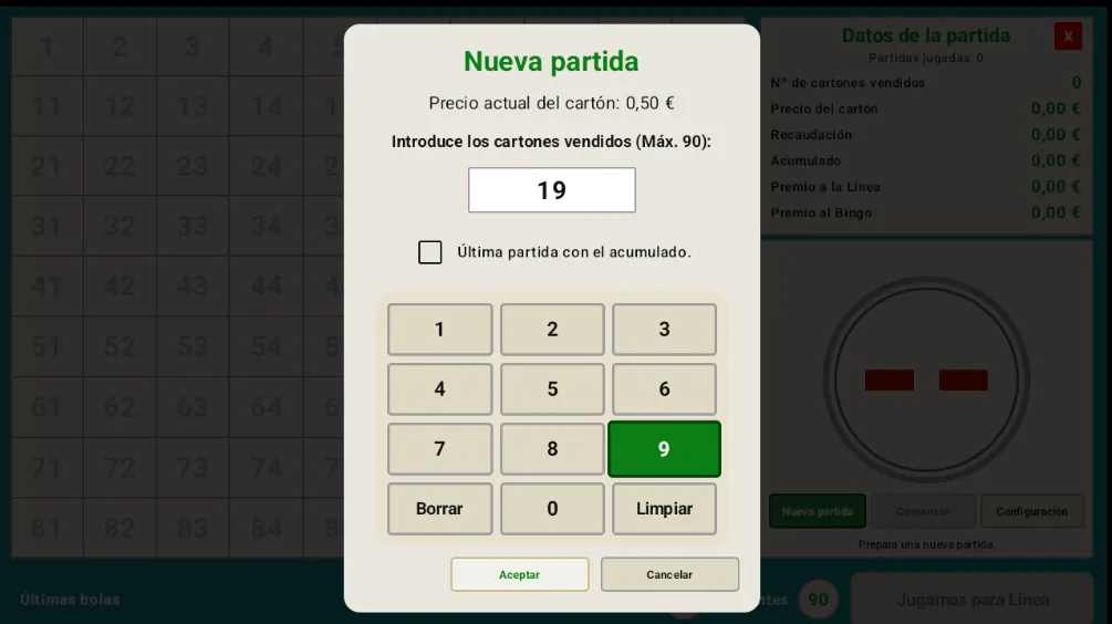 Configuración del bingo: economía y narración – Bingo Pro